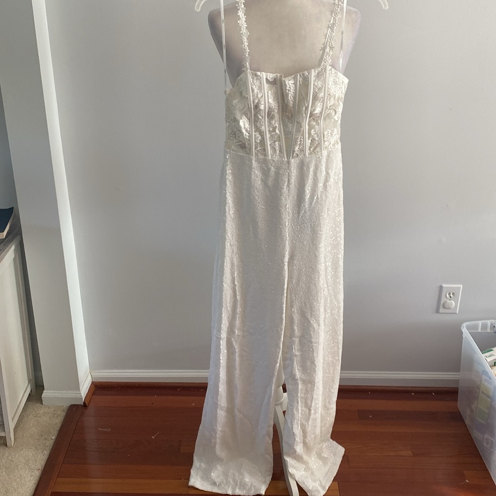 Lulus size XS BWT white sparkle jumpsuit - Picture 2 of 12